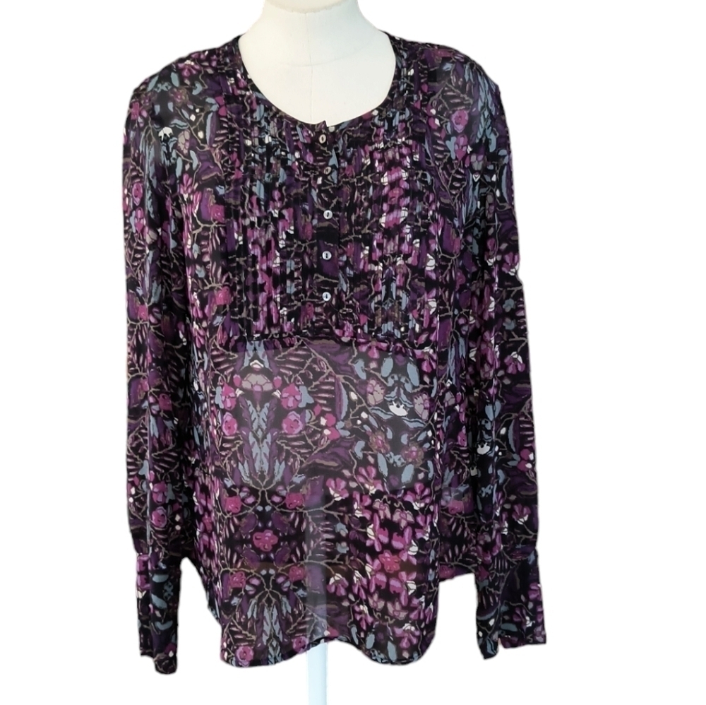 Converse One Star Long Sleeve Sheer Blouse Size L